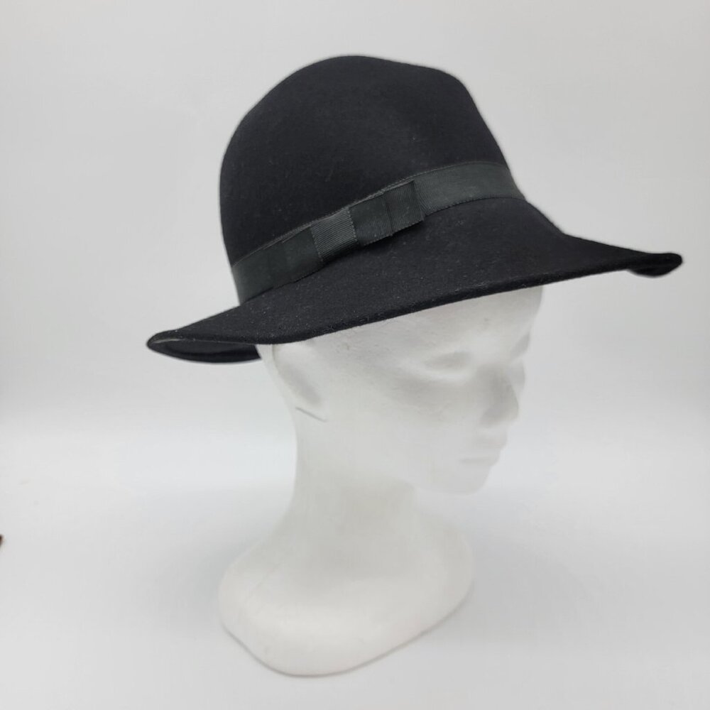 Doeskin Ernie Hat 100%‎ Wool Black Felt Classic EUC